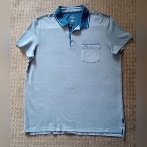 Armani Exchange Teal and Gray Polo Shirt